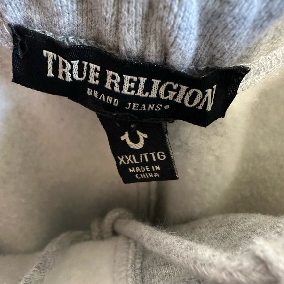 Mens True Religion Sweatpant Shorts Gray Size XXL Side Logo Pockets Drawstring - Picture 6 of 8